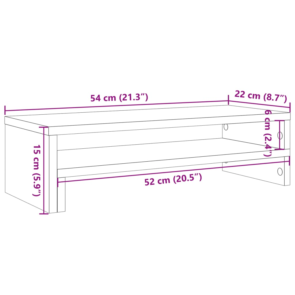 vidaXL Stojan na monitor dub artisan 54 x 22 x 15 cm kompozitní dřevo