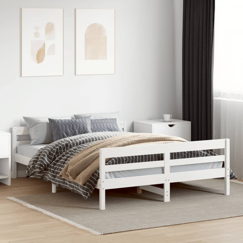 vidaXL Rám postele s čelem bílý 120 x 200 cm masivní borové dřevo