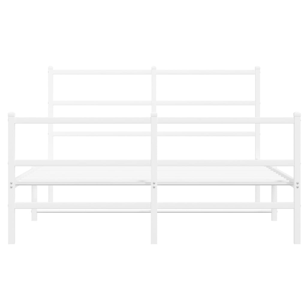 vidaXL Kovový rám postele s hlavovým a nožním čelem bílý 140 x 190 cm