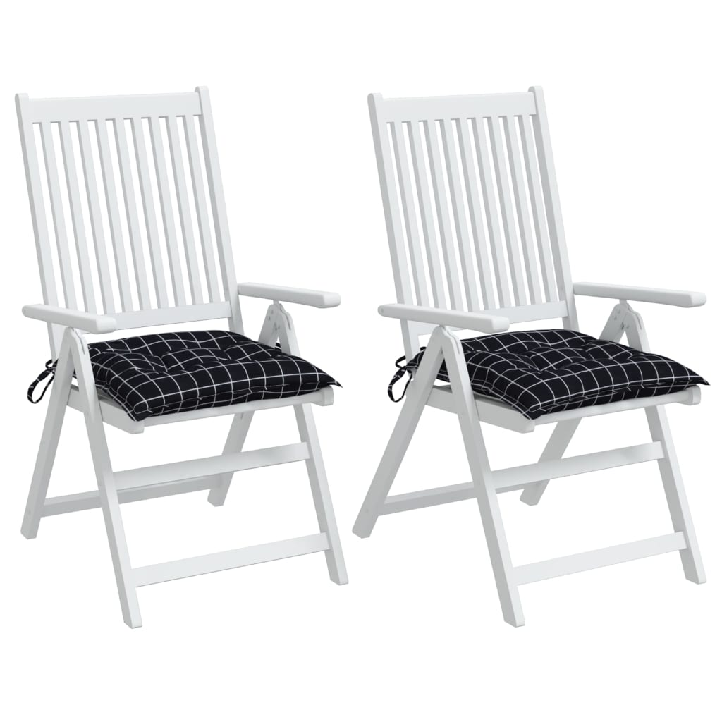 vidaXL Podušky na židli 2 ks černé kárované 50x50x7 cm oxfordská látka