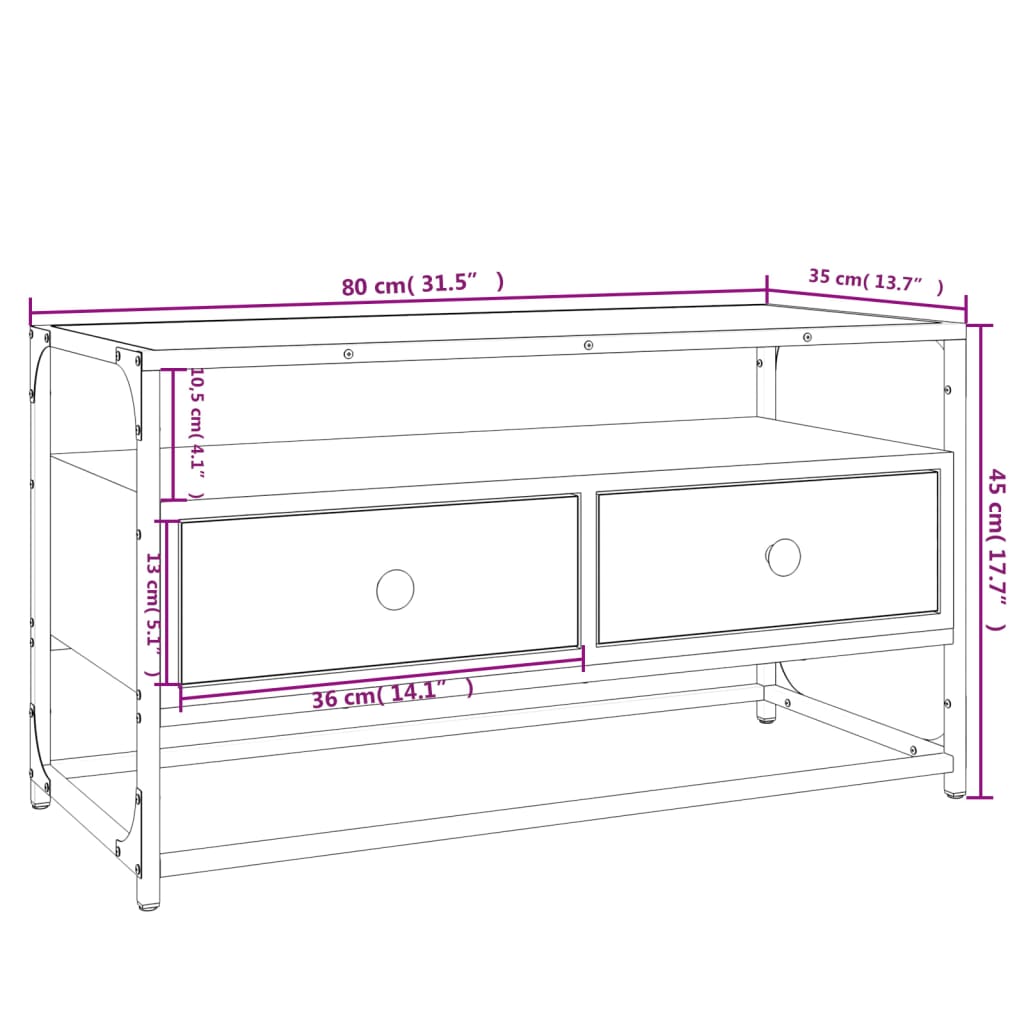 vidaXL TV skříňka šedá sonoma 80 x 35 x 45 cm kompozitní dřevo