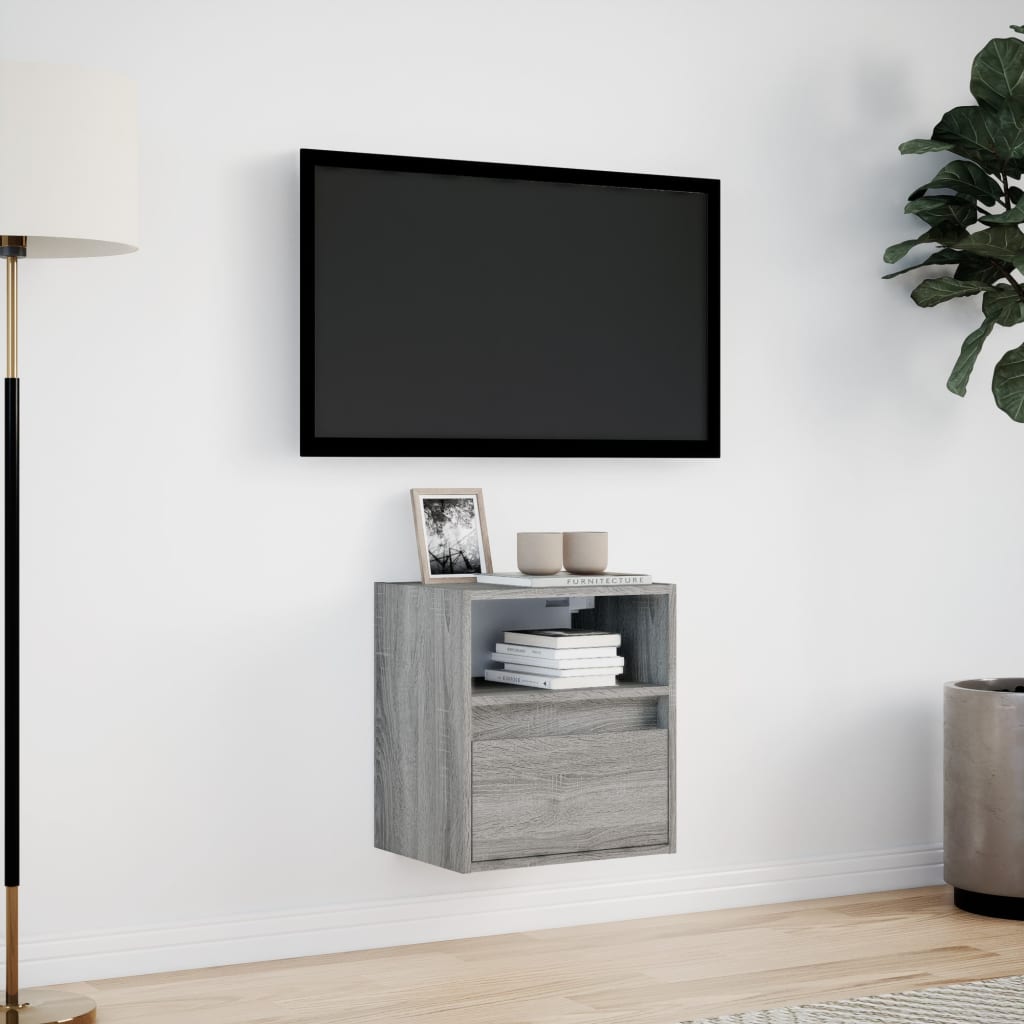 vidaXL Nástěnná TV skříňka s LED osvětlením šedá sonoma 41x31x45 cm