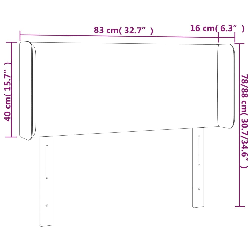 vidaXL Čelo postele s LED světle šedé 83 x 16 x 78/88 cm samet