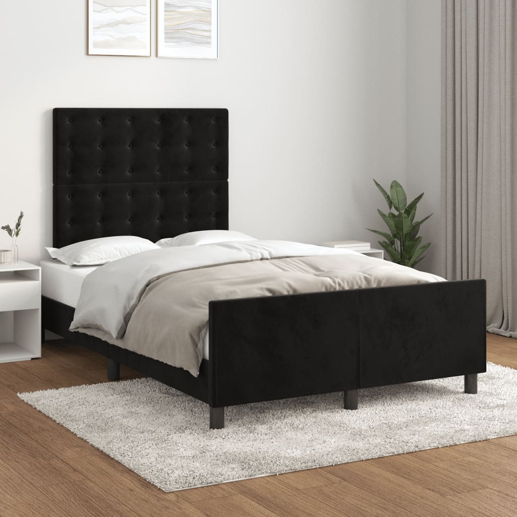 vidaXL Rám postele s čelem černý 120 x 190 cm samet