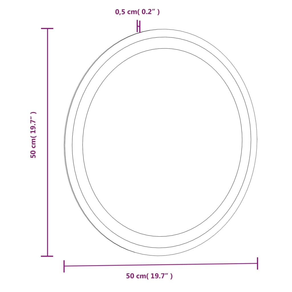 vidaXL Koupelnové LED zrcadlo 50 cm kulaté