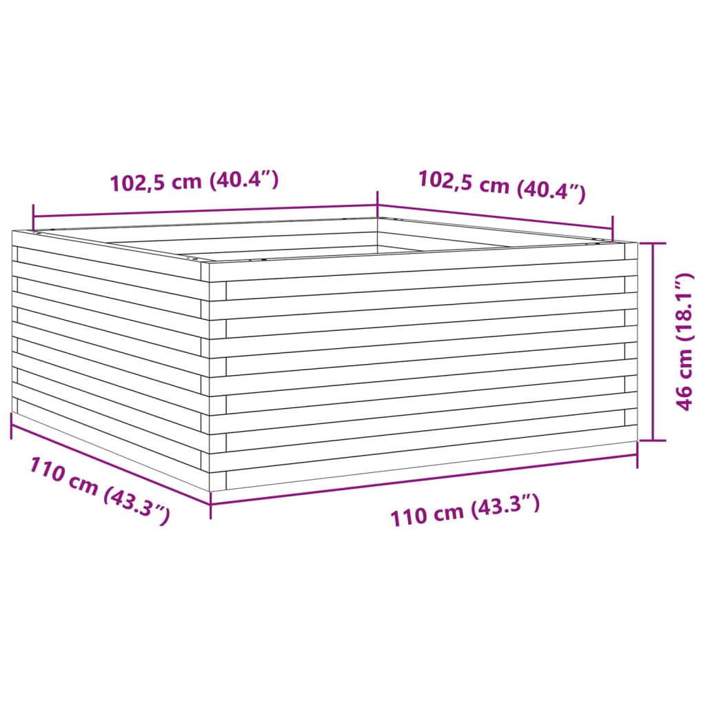 vidaXL Zahradní truhlík 110 x 110 x 46 cm impregnované borové dřevo