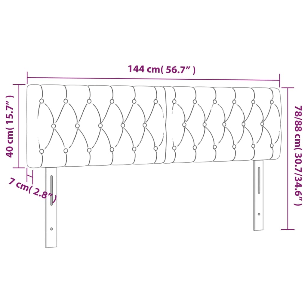 vidaXL Čelo postele s LED tmavě hnědé 144 x 7 x 78/88 cm textil