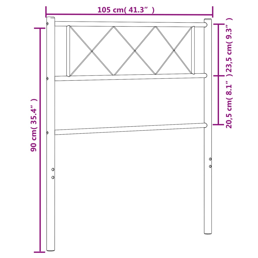 vidaXL Kovové čelo postele černé 100 cm