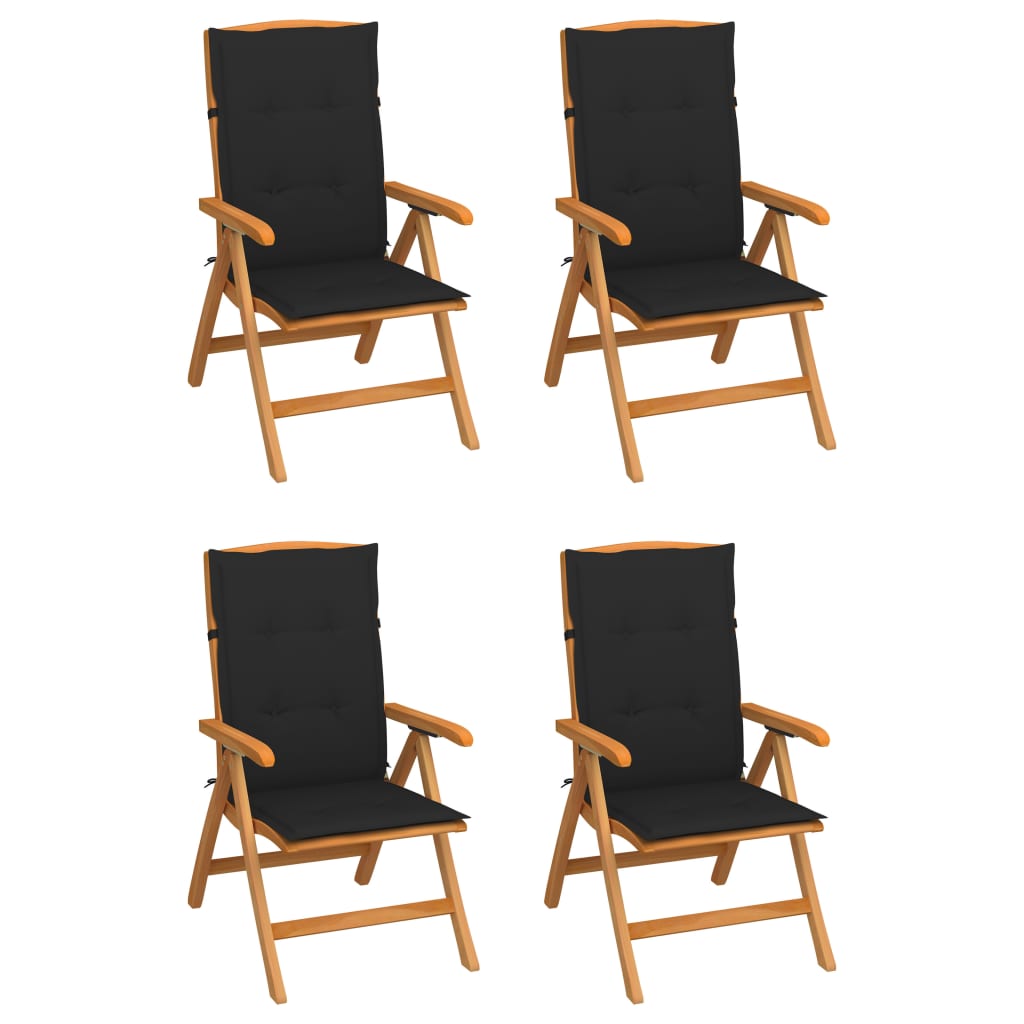 vidaXL Polohovací zahradní židle s poduškami 4 ks masivní teak