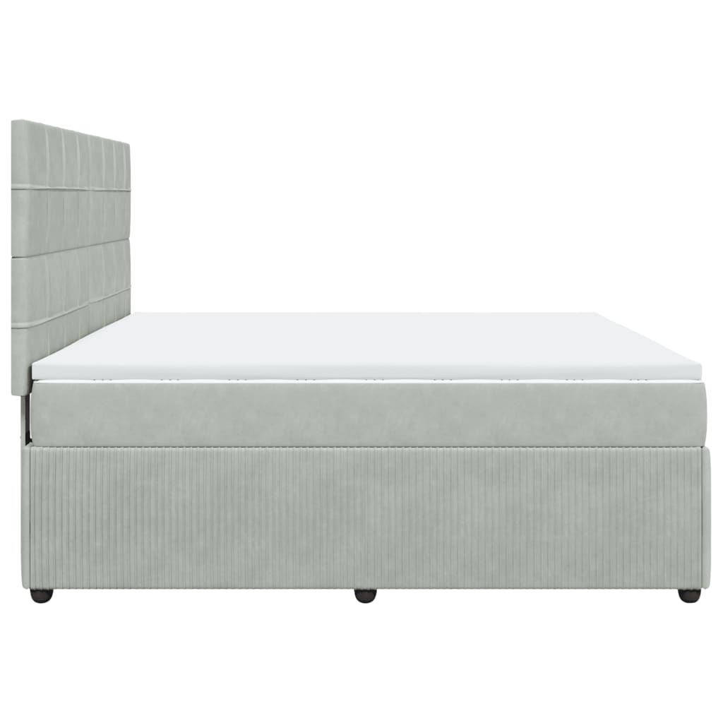 vidaXL Box spring postel s matrací světle šedá 180x200 cm samet