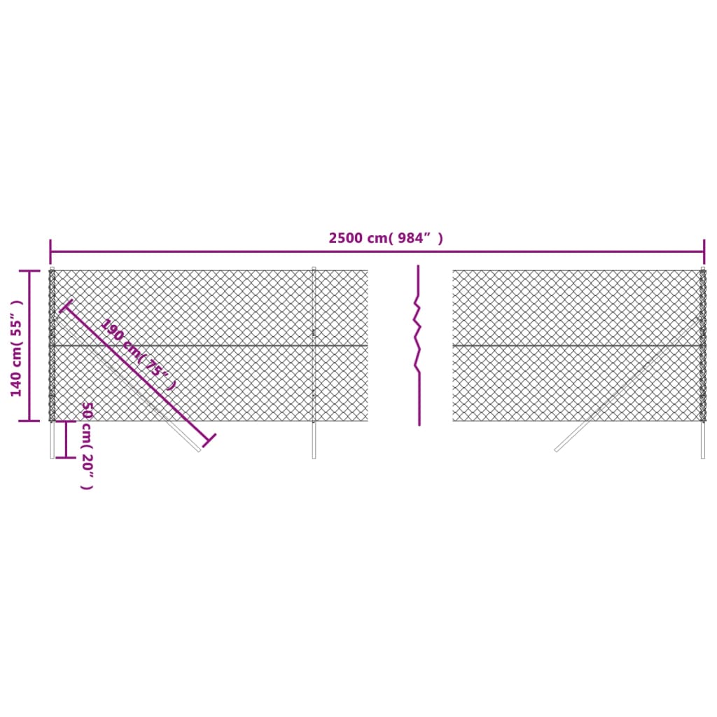 vidaXL Drátěné pletivo stříbrné 1,4 x 25 m