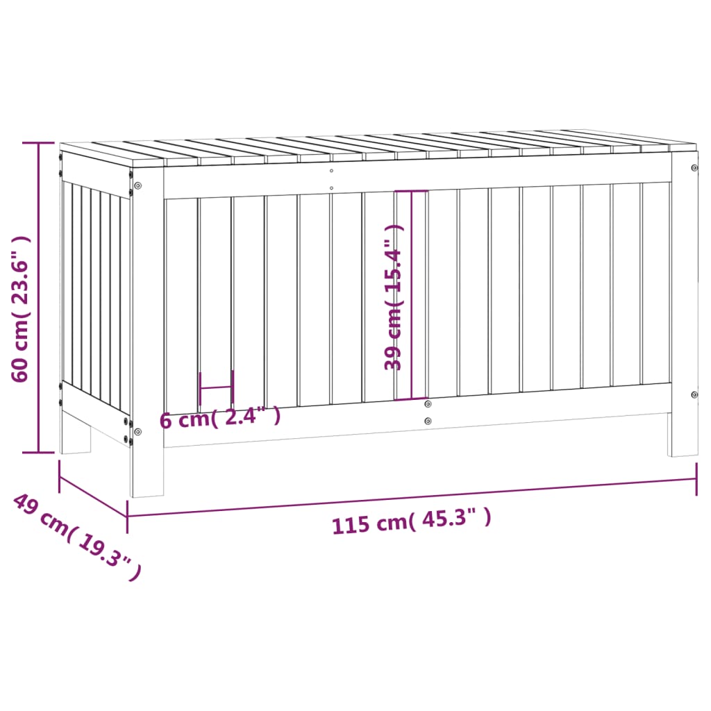 vidaXL Zahradní úložný box medově hnědý 115x49x60 cm masivní borovice