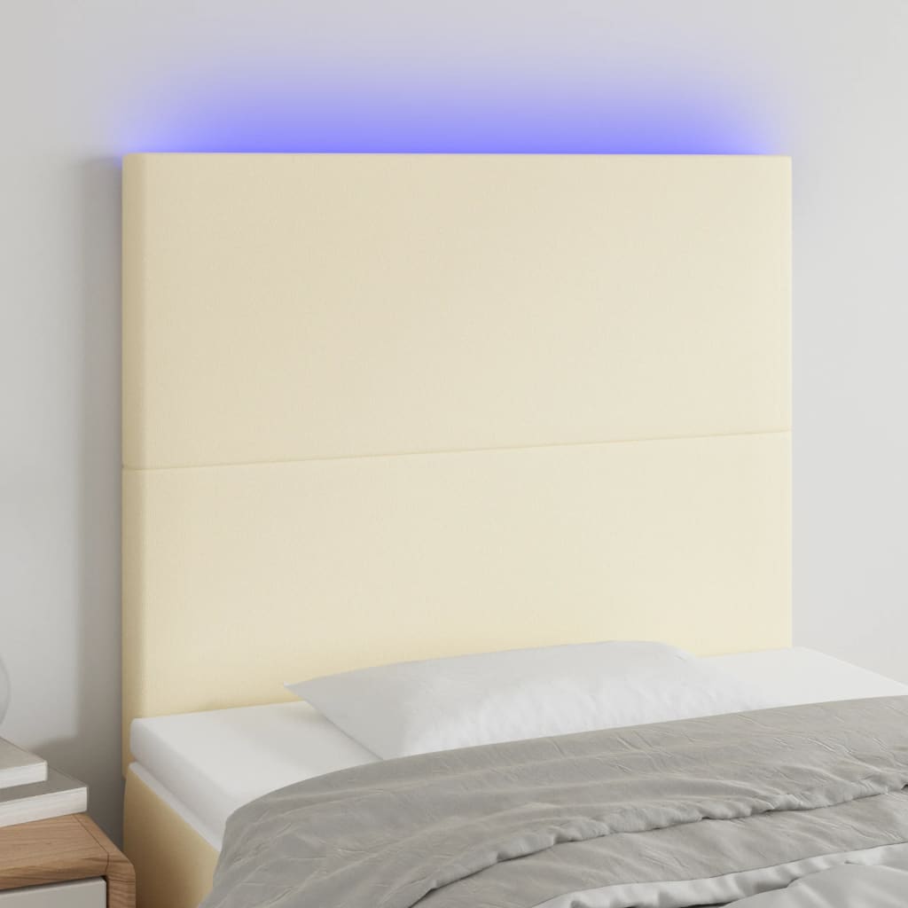 vidaXL Čelo postele s LED krémové 100x5x118/128 cm umělá kůže