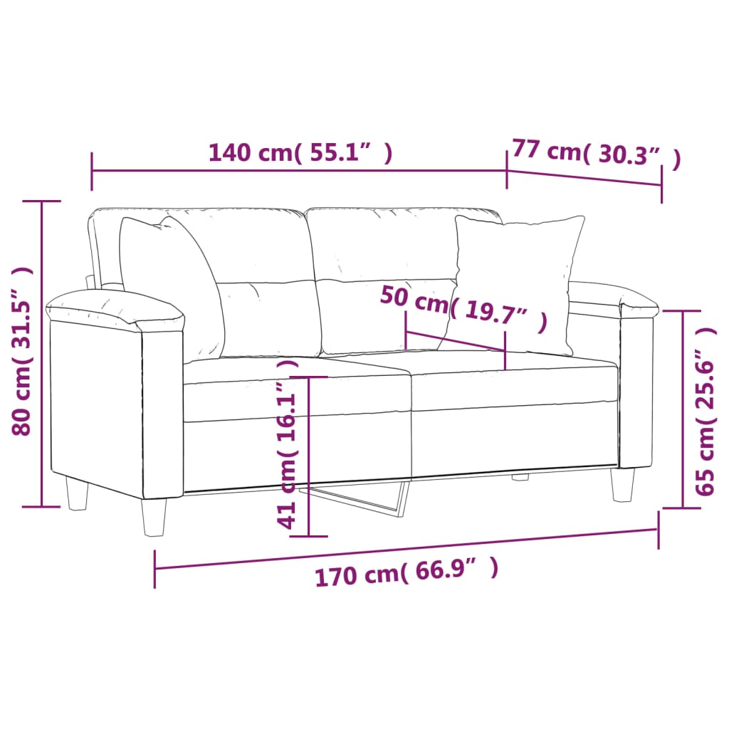 vidaXL 2místná pohovka s polštáři cappuccino 140 cm umělá kůže