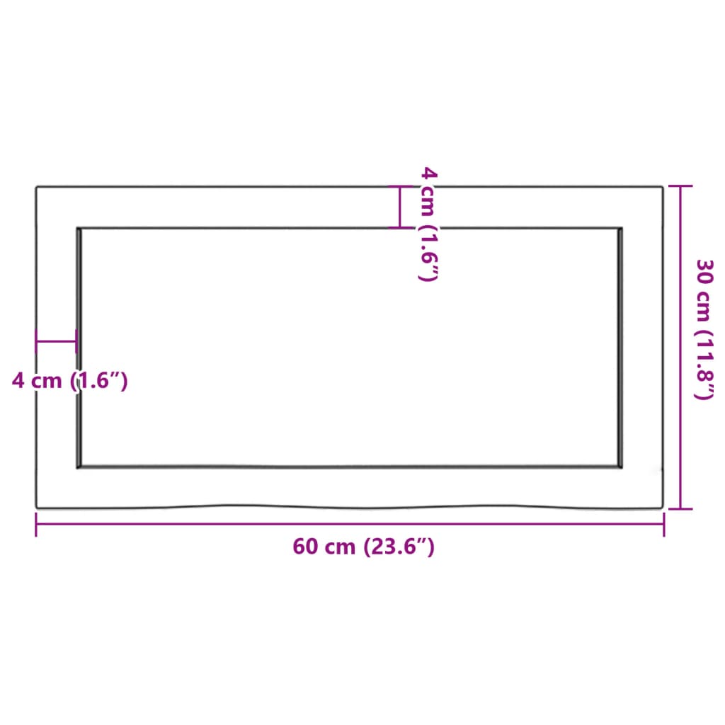 vidaXL Koupelnová deska 60x30x(2-6) cm neošetřené masivní dřevo