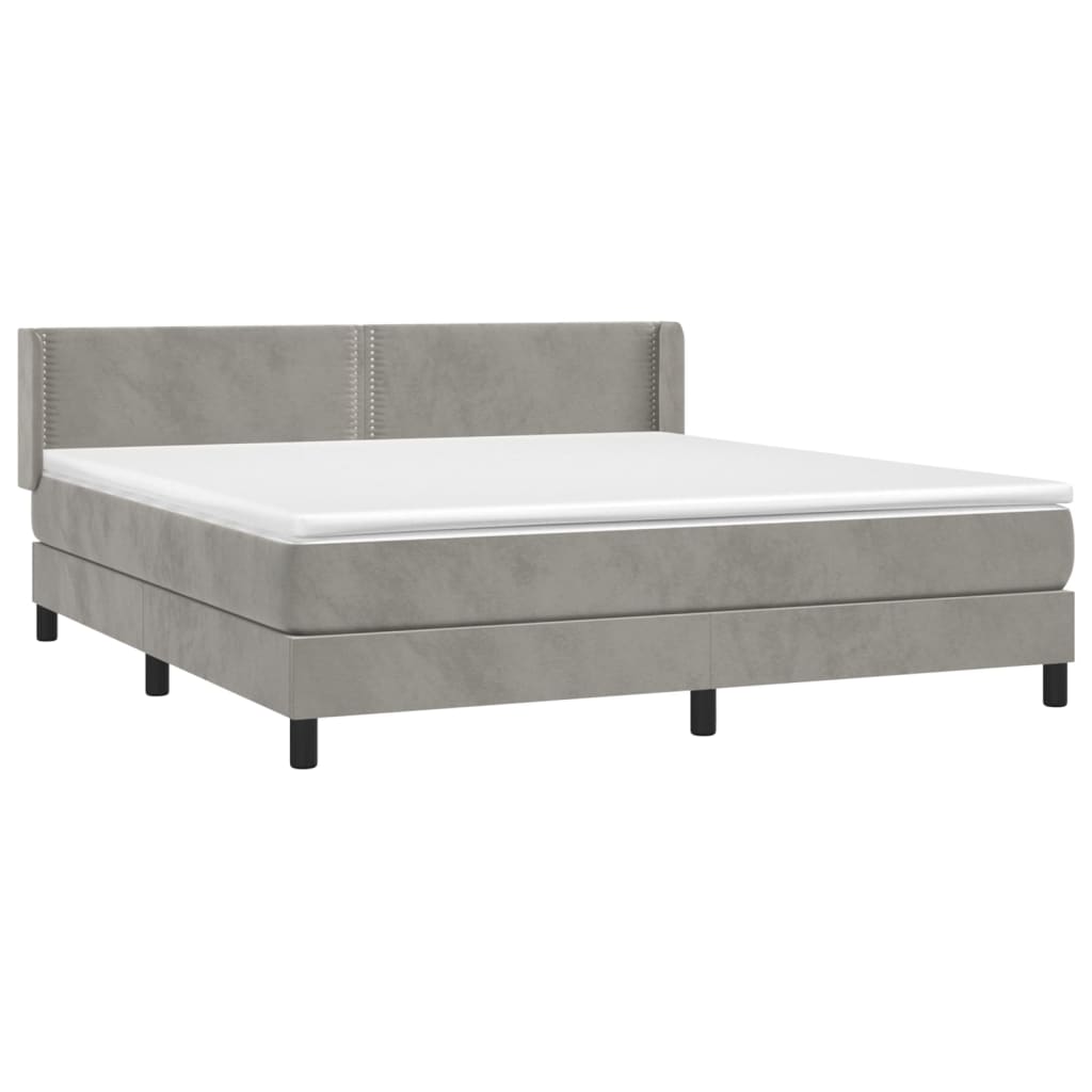 vidaXL Box spring postel s matrací světle šedá 180x200 cm samet