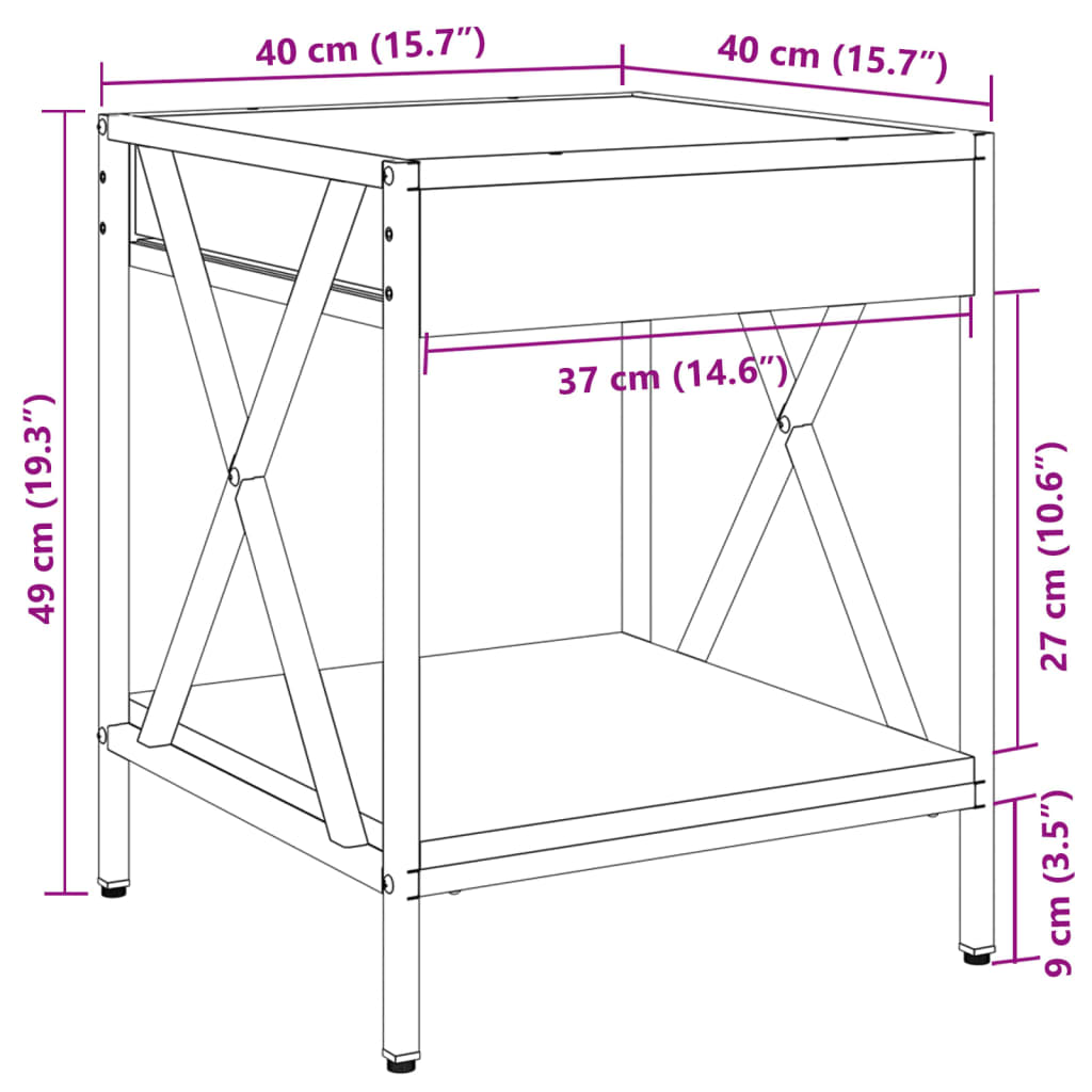 vidaXL Konferenční stolek s Infinity LED hnědý dub 40 x 40 x 49 cm