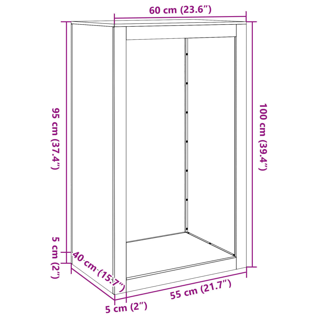 vidaXL Stojan na palivové dřevo 60 x 40 x 100 cm pozinkovaná ocel