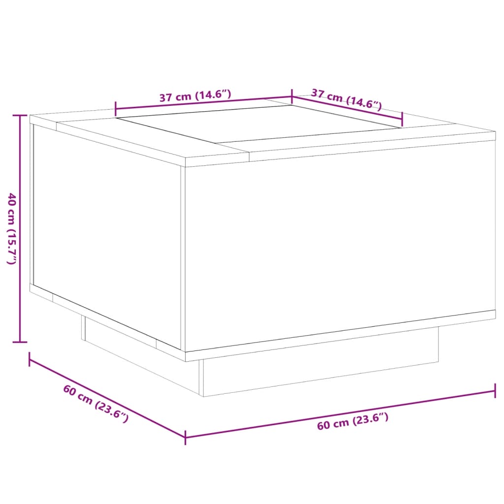 vidaXL Konferenční stolek s LED betonově šedý 60 x 60 x 40 cm kompozit