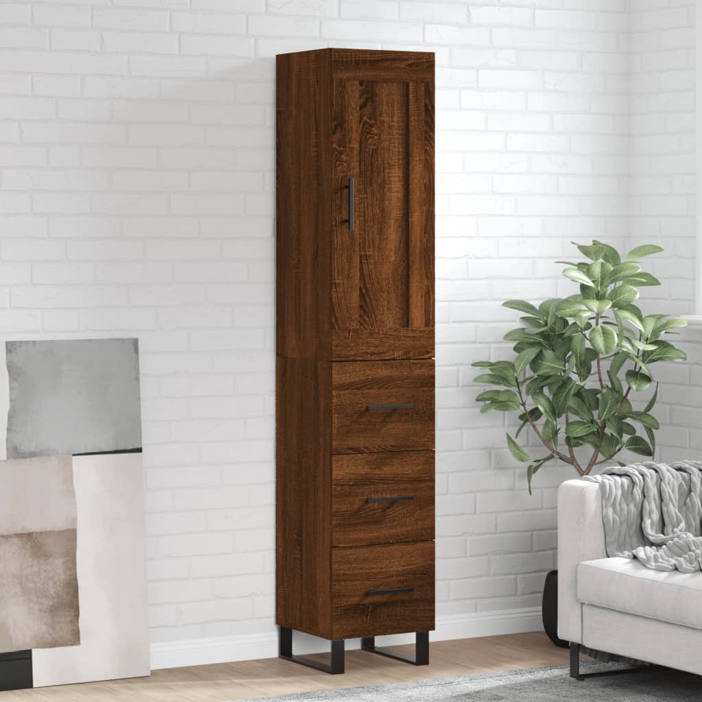 vidaXL Skříň highboard hnědý dub 34,5 x 34 x 180 cm kompozitní dřevo