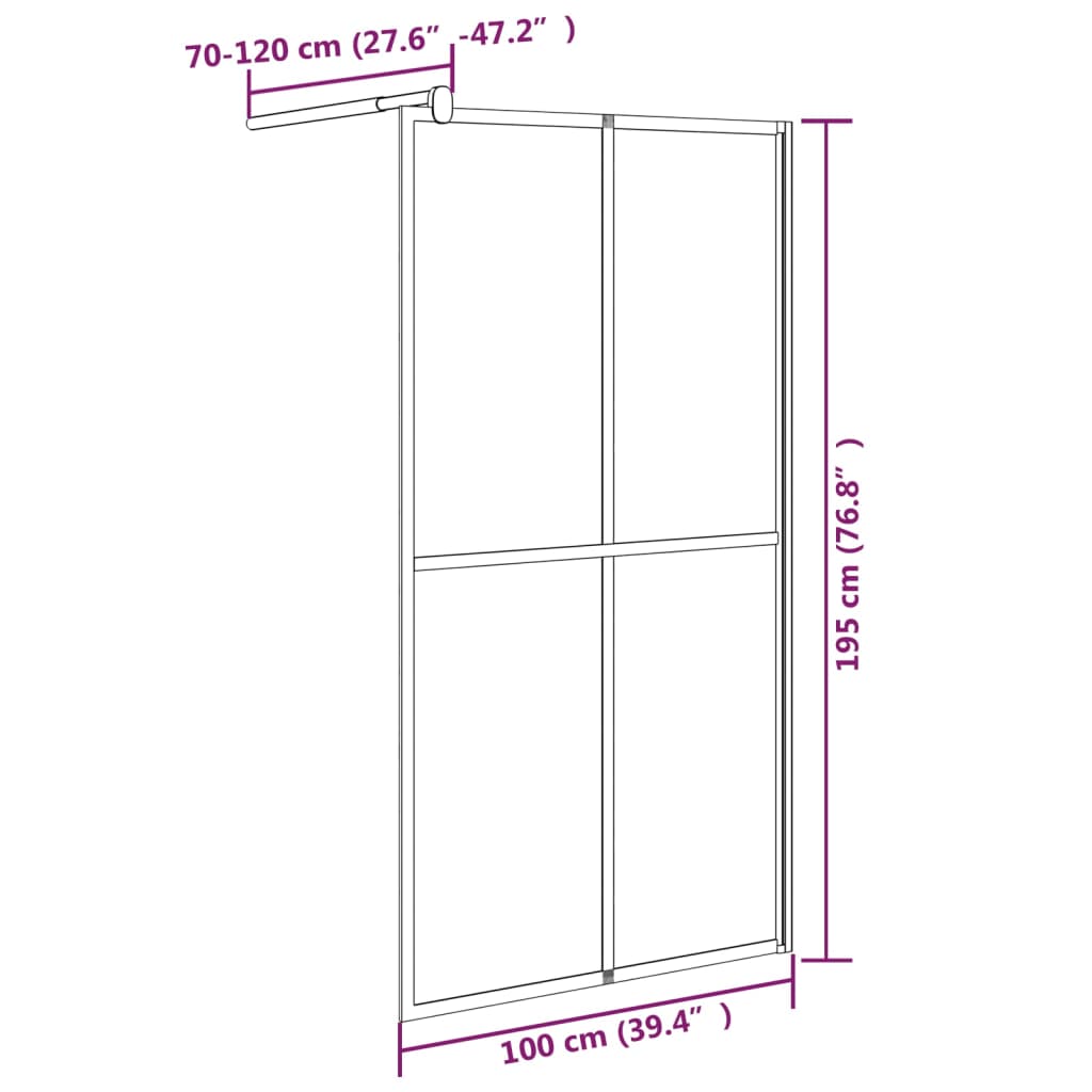 vidaXL Zástěna do průchozí sprchy 100 x 195 cm tmavé tvrzené sklo