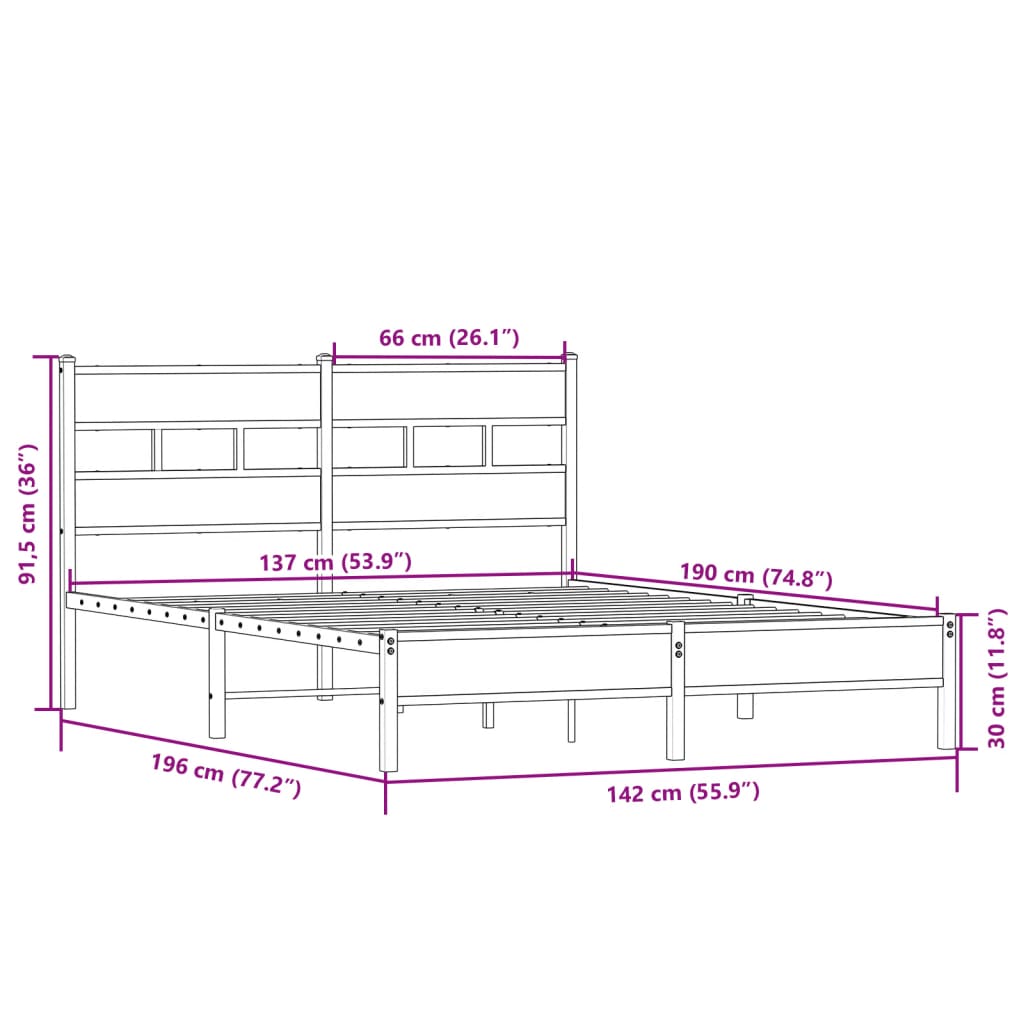 vidaXL Rám postele bez matrace dub sonoma 137x190 cm kompozitní dřevo