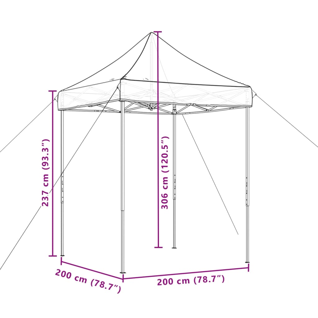 vidaXL Skládací party stan pop-up hnědý 200 x 200 x 306 cm