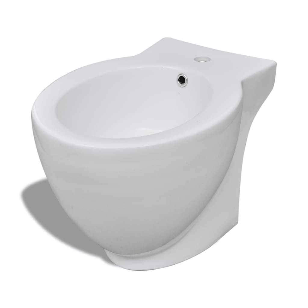 vidaXL Kulatý bidet volně stojící, bílý, vysoce kvalitní keramika