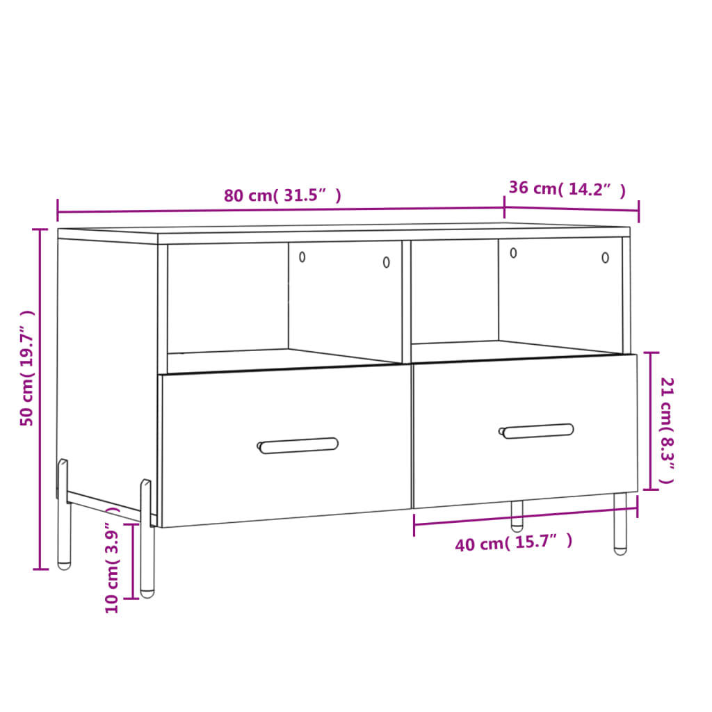 vidaXL TV skříňka betonově šedá 80 x 36 x 50 cm kompozitní dřevo