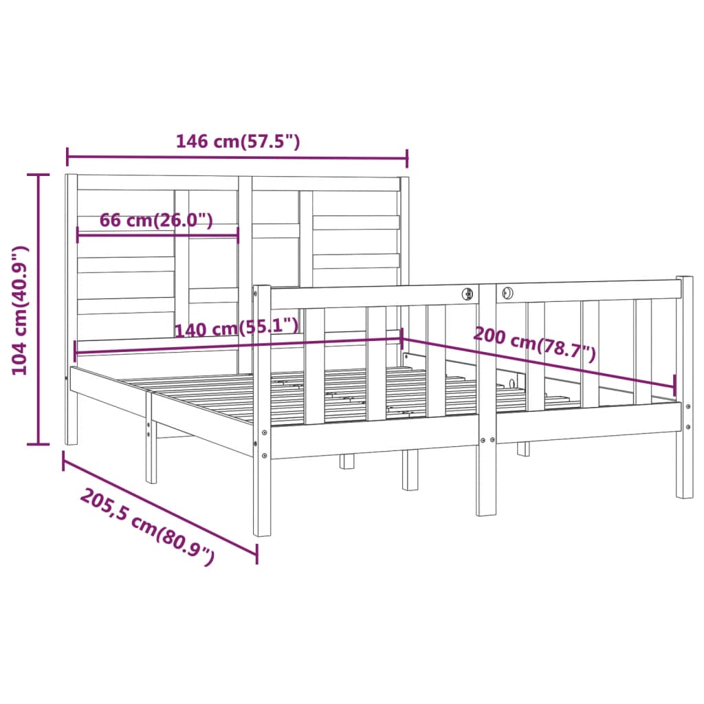 vidaXL Postel bez matrace bílá 140 x 200 cm masivní borovice