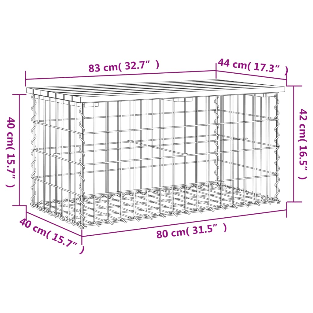 vidaXL Zahradní lavice gabionový design 83 x 44 x 42 cm borové dřevo