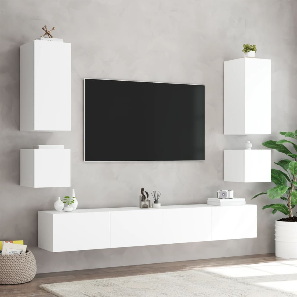 vidaXL Nástěnná TV skříňka s LED osvětlením bílá 100 x 35 x 41 cm