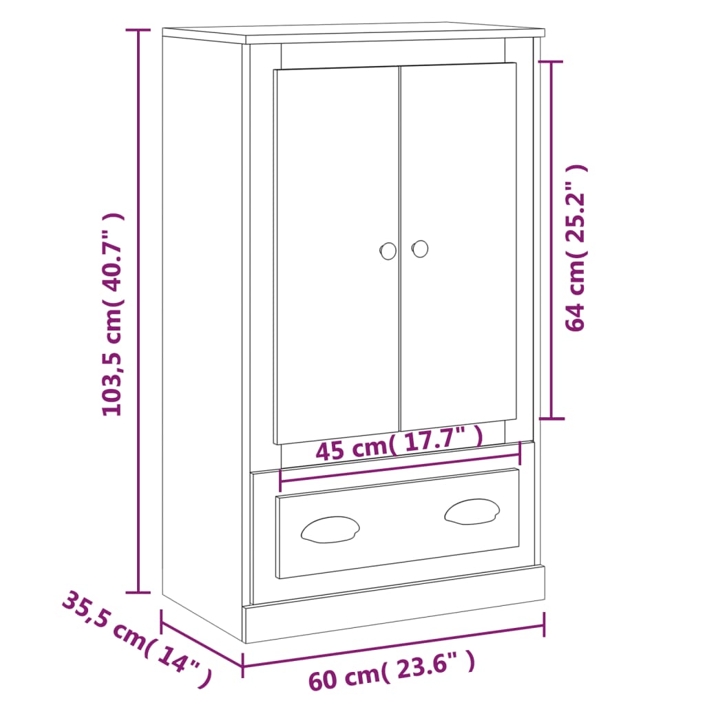 vidaXL Skříň highboard hnědý dub 60 x 35,5 x 103,5 kompozitní dřevo