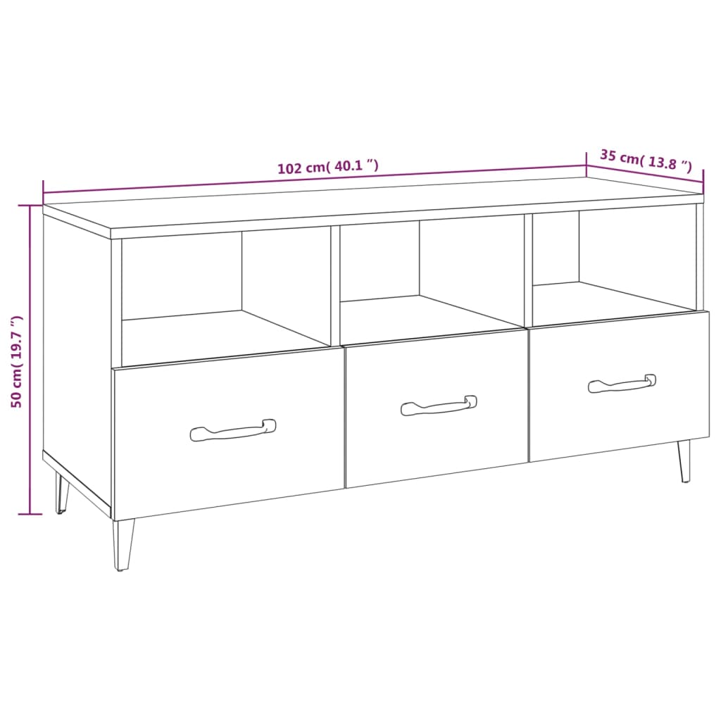 vidaXL TV skříňka hnědý dub 102 x 35 x 50 cm kompozitní dřevo