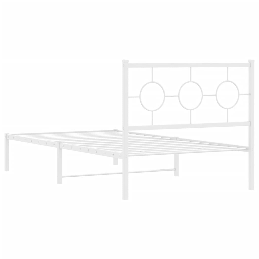 vidaXL Kovový rám postele s čelem bílý 100 x 200 cm