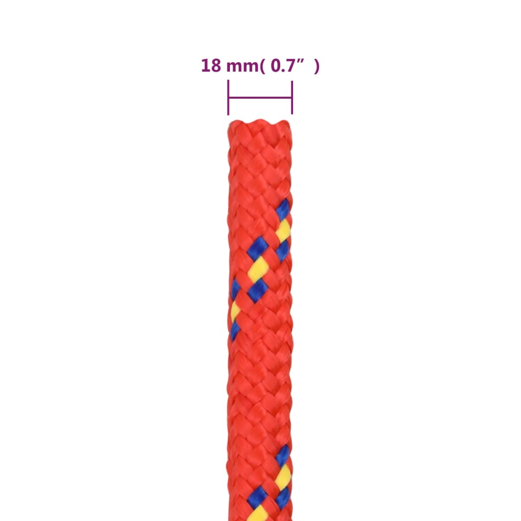 vidaXL Lodní lano červené 18 mm 100 m polypropylen