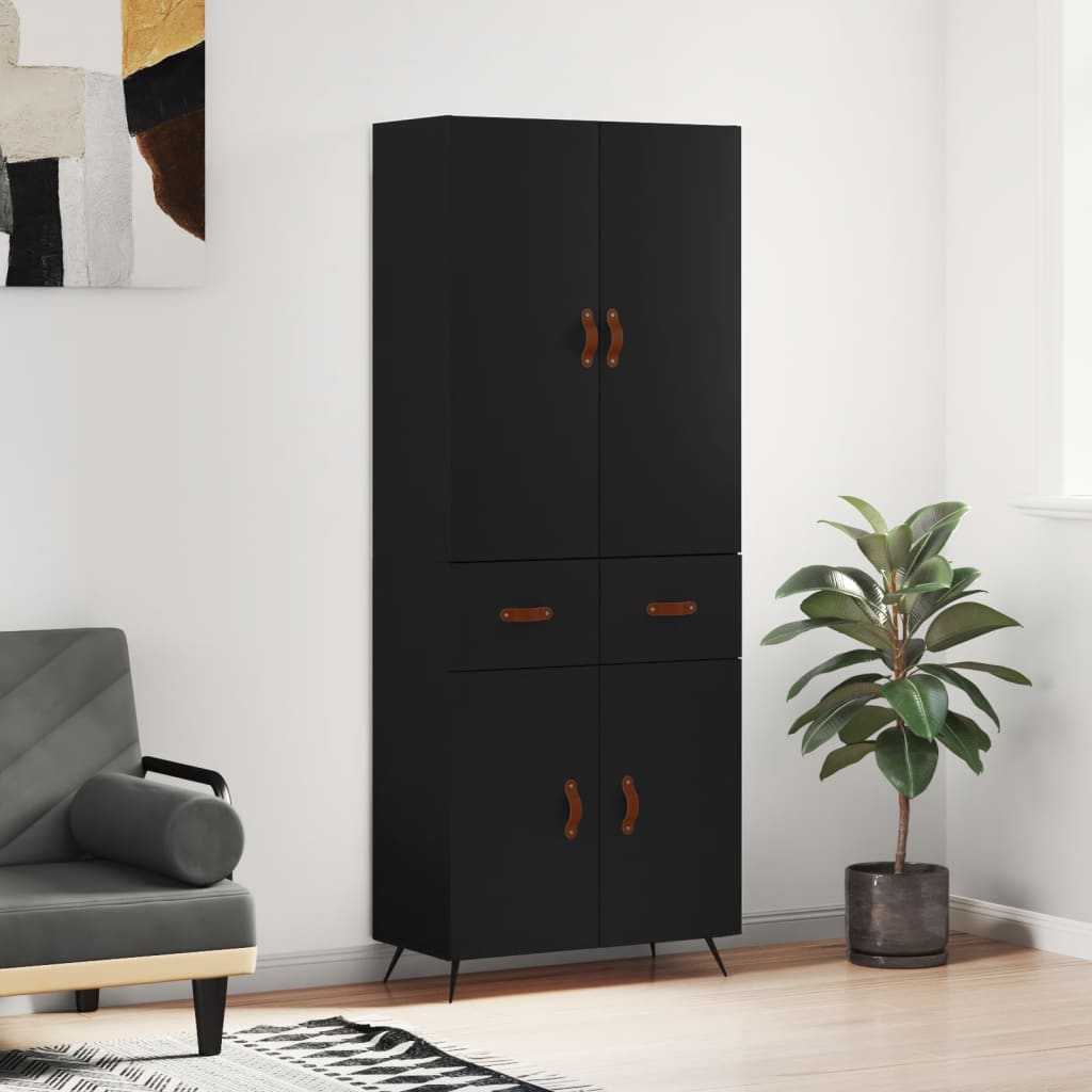 vidaXL Skříň highboard černá 69,5 x 34 x 180 cm kompozitní dřevo