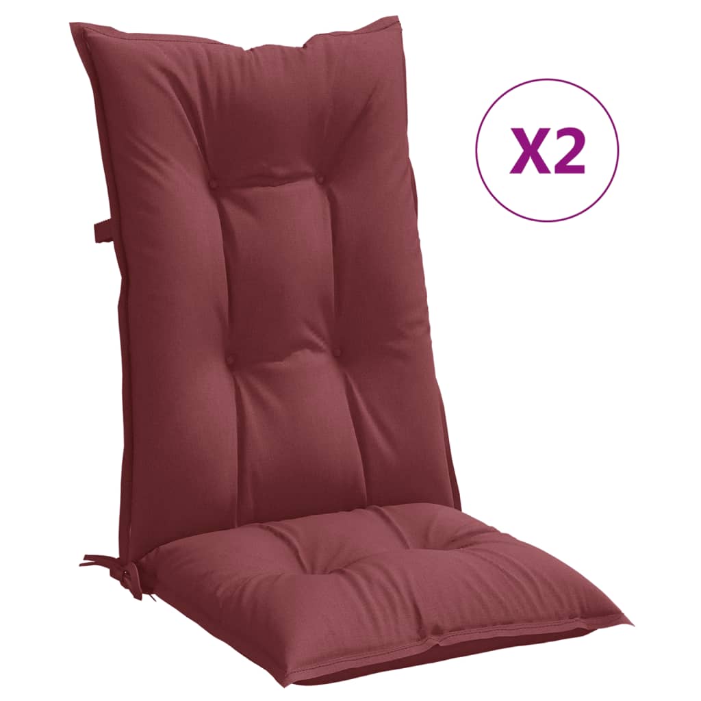 vidaXL Podušky na židli vysoké opěradlo 2 ks vínová melanž 120x50x7 cm