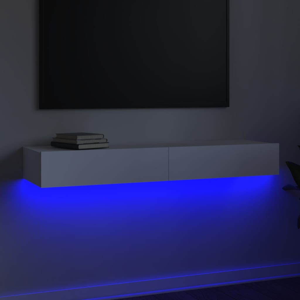 vidaXL TV skříňka s LED osvětlením bílá 120 x 35 x 15,5 cm
