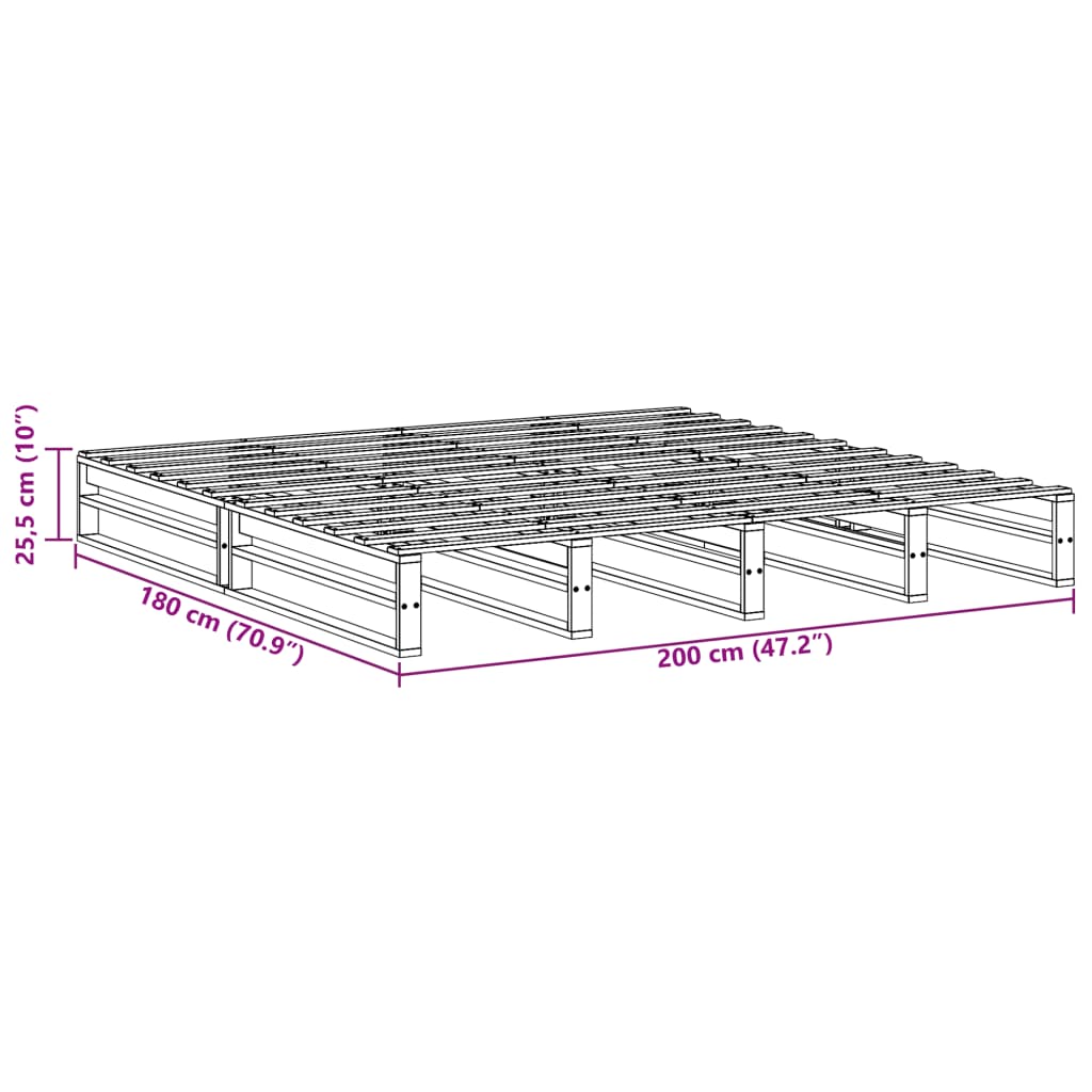 vidaXL Postel bez matrace bílá 180 x 200 cm masivní borovice