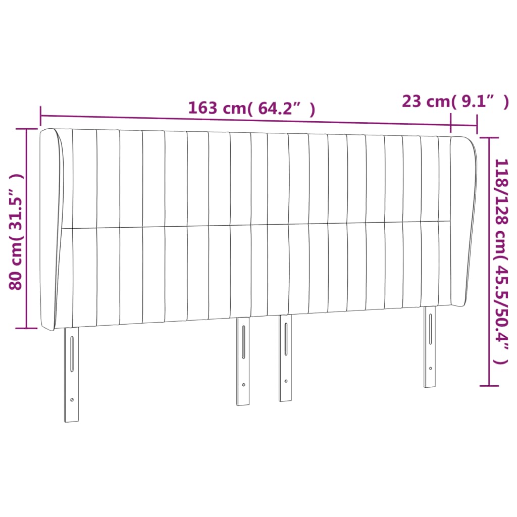 vidaXL Čelo postele typu ušák světle šedé 163x23x118/128 cm textil