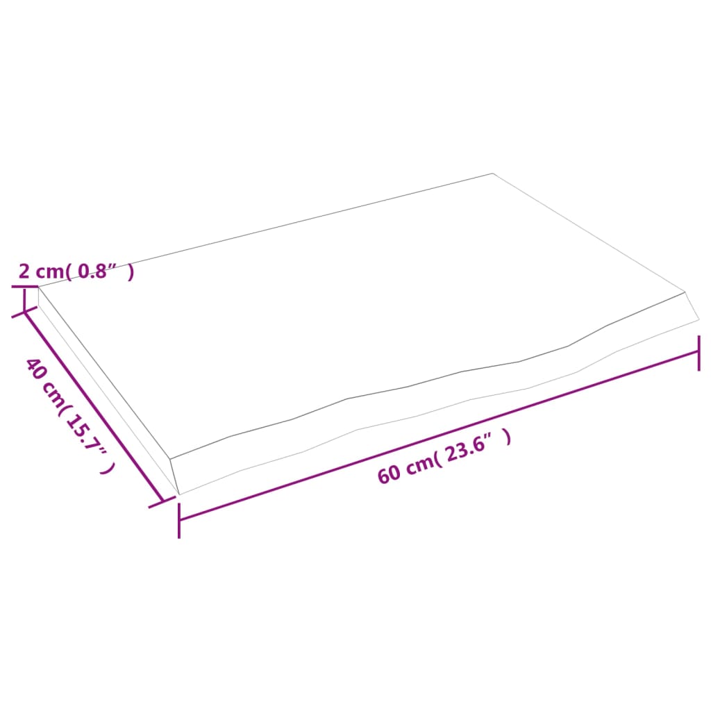 vidaXL Koupelnová deska 60 x 50 x 2 cm neošetřené masivní dřevo