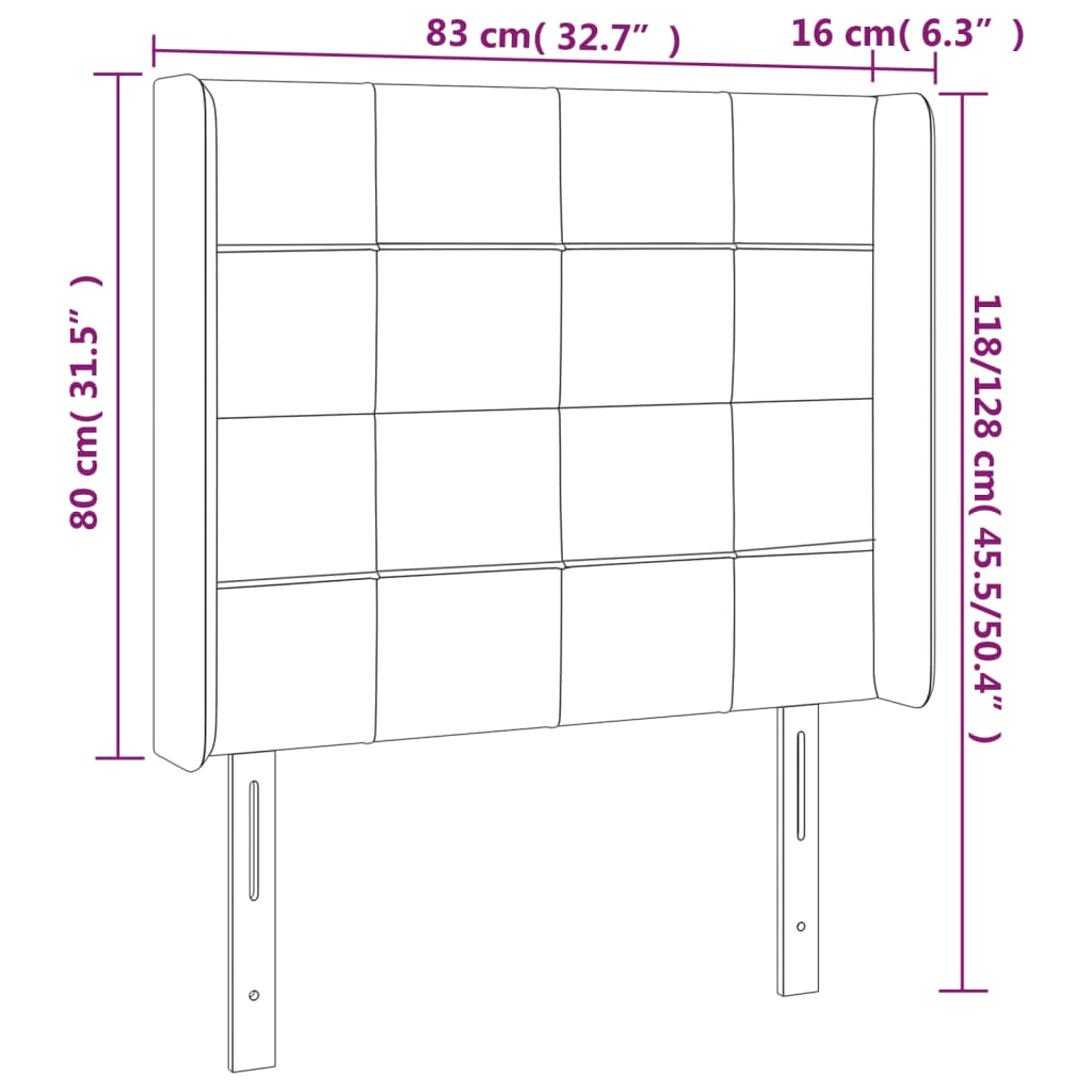 vidaXL Čelo postele s LED krémové 83 x 16 x 118/128 cm textil