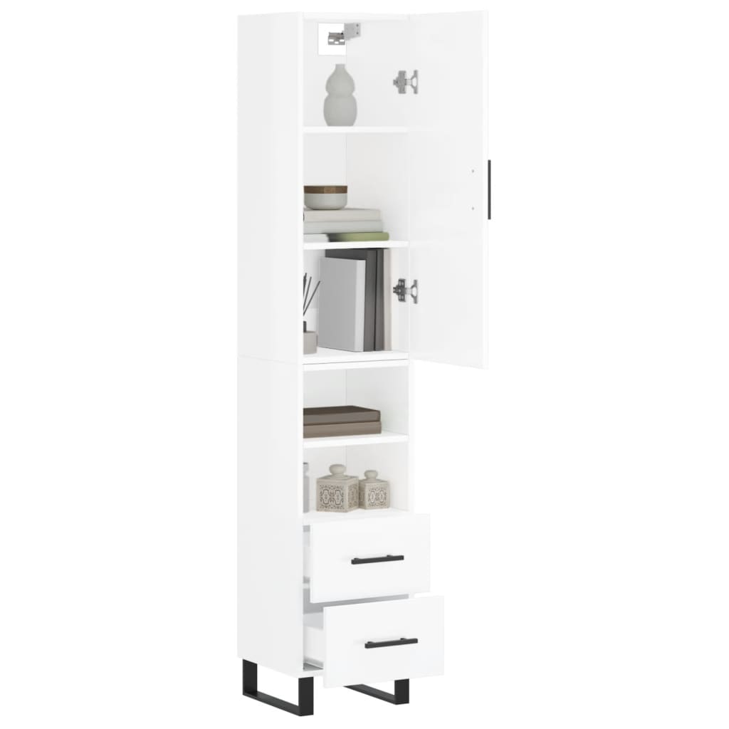 vidaXL Skříň highboard bílá s vysokým leskem 34,5x34x180 cm kompozit