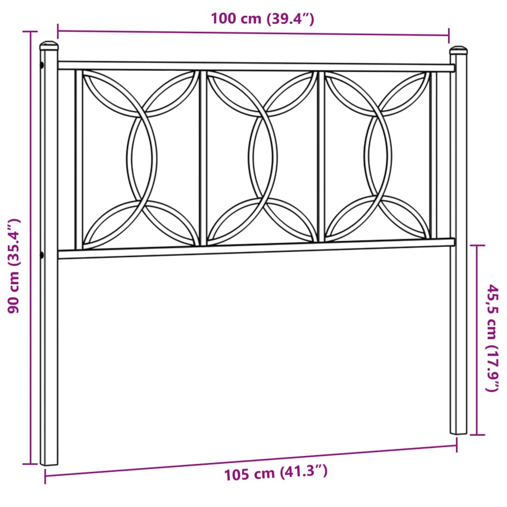 vidaXL Kovové čelo postele bílé 100 cm