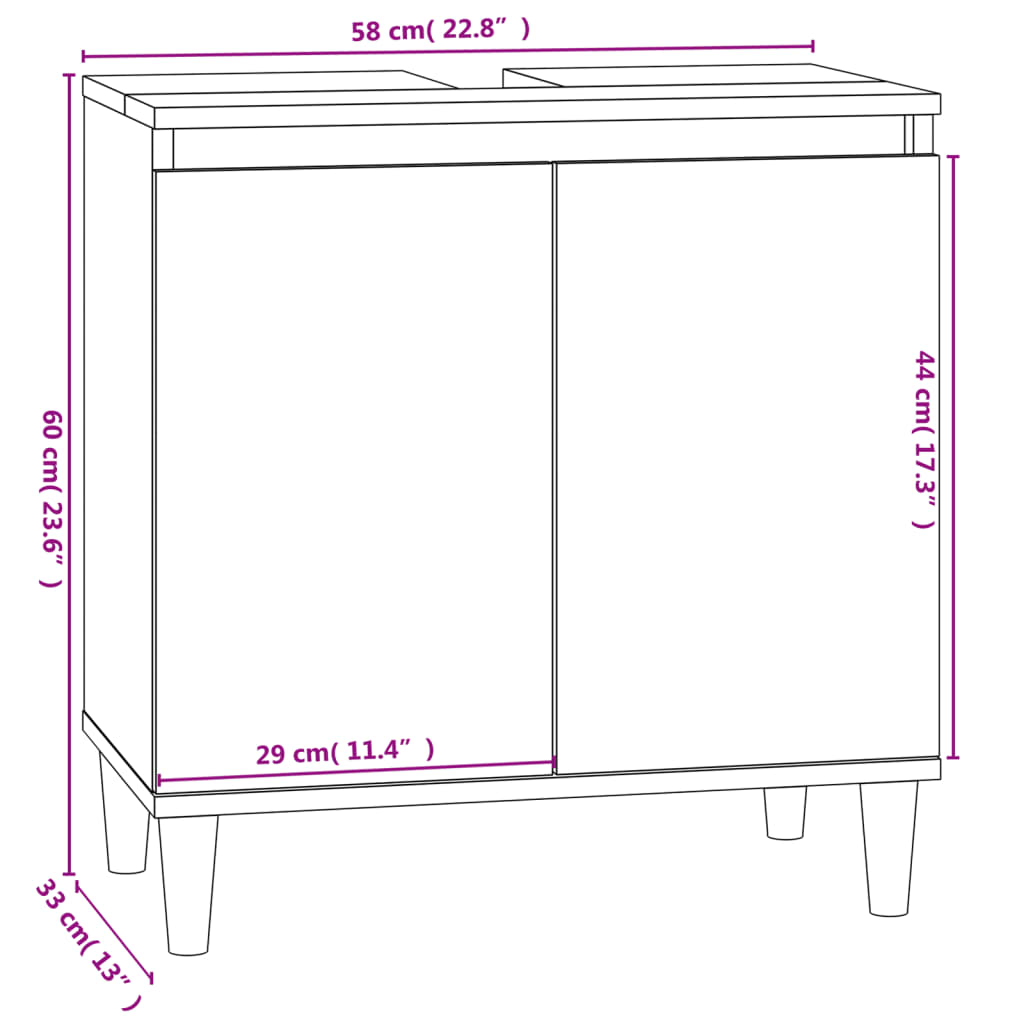 vidaXL Skříňka pod umyvadlo černá 58 x 33 x 60 cm kompozitní dřevo