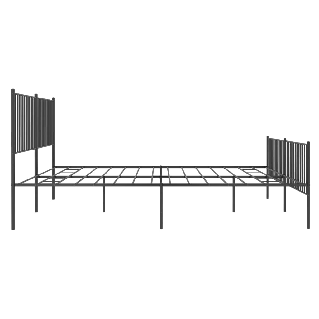 vidaXL Kovový rám postele s hlavovým a nožním čelem černý 200 x 200 cm