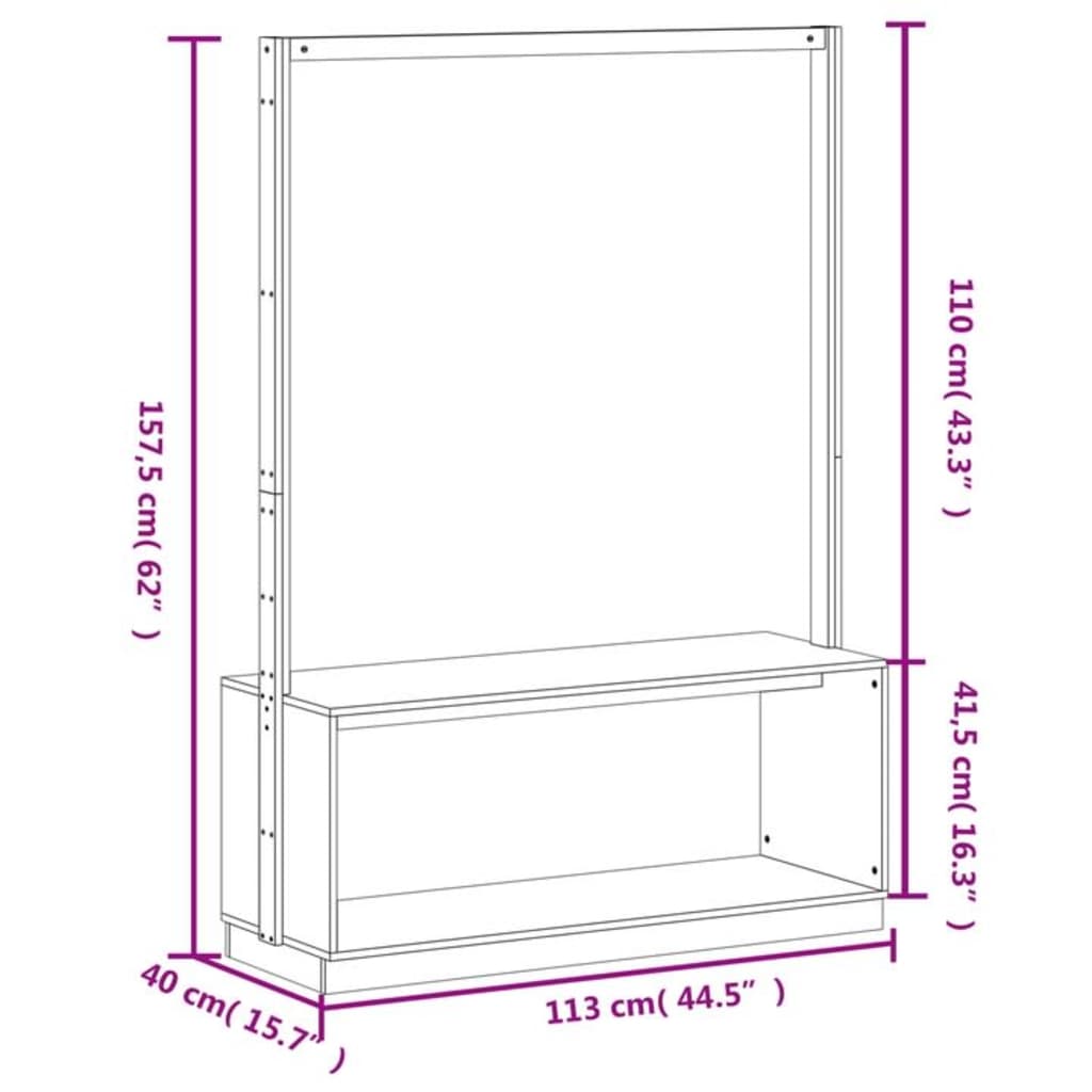 vidaXL Stojan na oblečení s prostorem pro obuv 113x40x157,5cm borovice