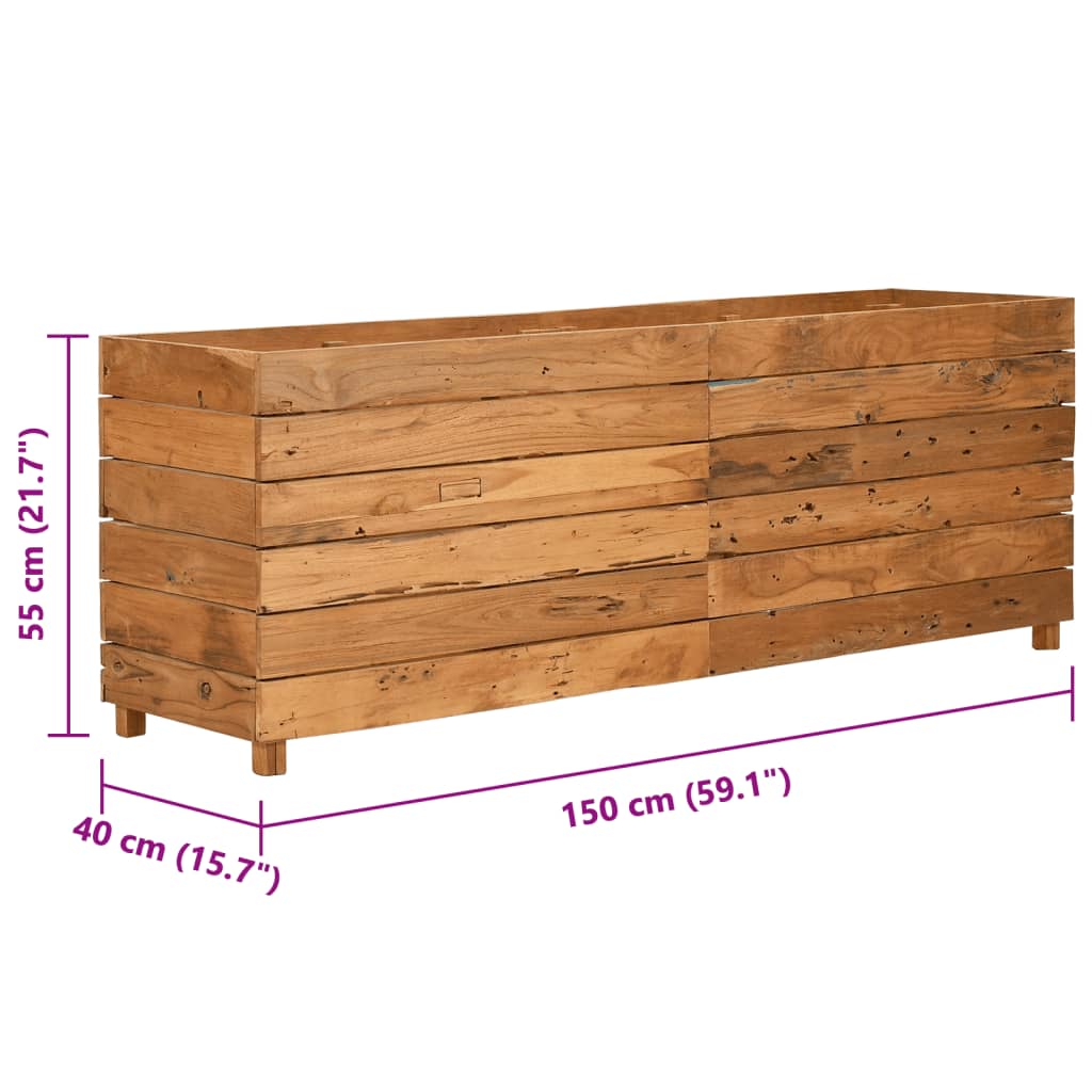 vidaXL Vyvýšený záhon 150x40x55 cm recyklované teakové dřevo a ocel