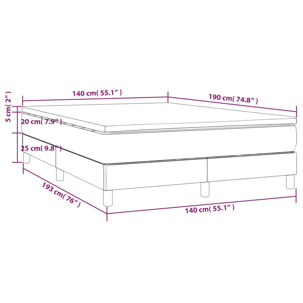 vidaXL Box spring postel s matrací krémová 140x190 cm textil